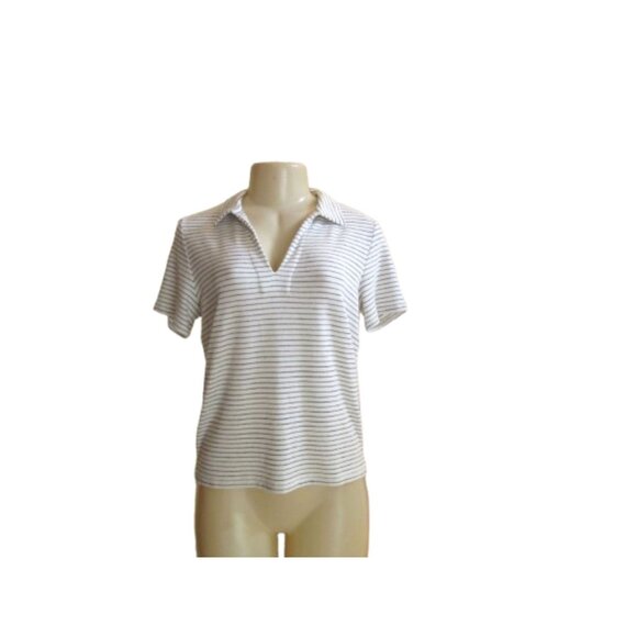 Rag & Bone Womens Black Stripe Short Sleeve V-Neck Top Size S/P - Picture 1 of 5